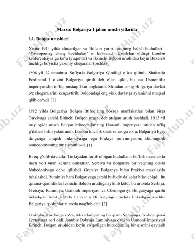 bolgariya 1 jahon urushi yillarida — DOCX