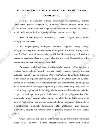 boshlang‘ich ta’limda integrativ ta’lim metodlari — DOCX