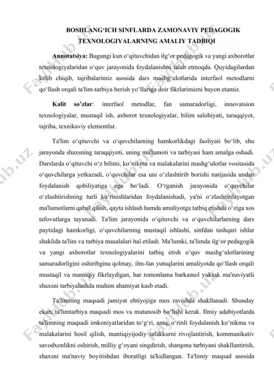 boshlang‘ich sinflarda zamonaviy pedagogik texnologiyalarning amaliy tadbiqi — DOCX