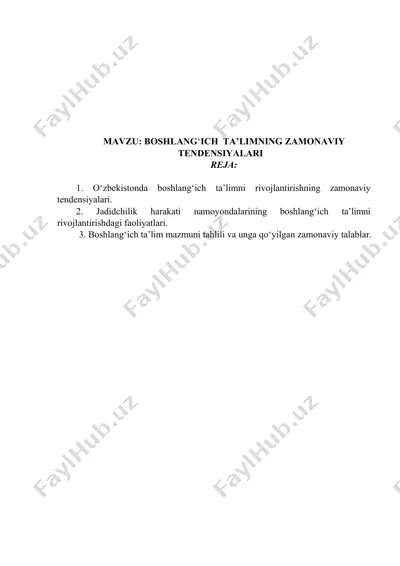 boshlang‘ich ta’limning zamonaviy tendensiyalari — DOCX