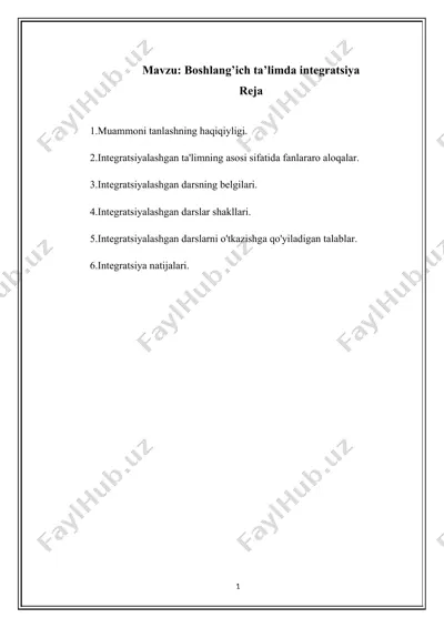 integratsiyalashgan boshlang'ich ta'lim — DOCX
