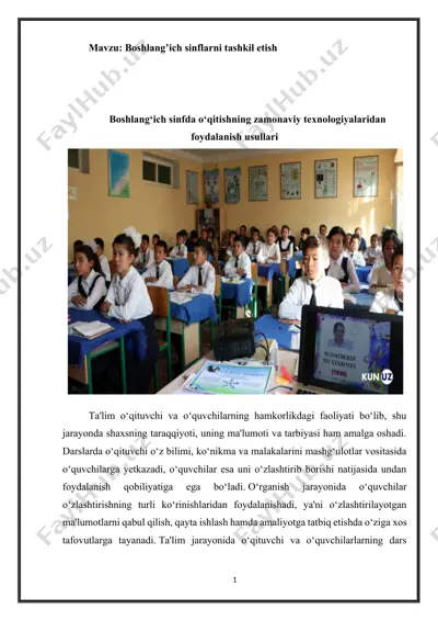 boshlang‘ich sinflarni tashkil etish — DOCX
