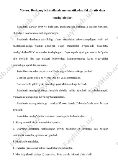 fakultativ dars mashg’ulotlari — DOCX