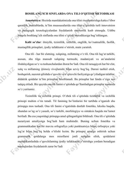 boshlang'ich sinflarda ona tili o'qitish metodikasi — DOCX