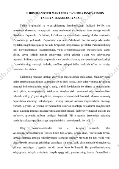 boshlang'ich maktabda ta'limda innovatsion tarbiya texnologiyalari — DOCX