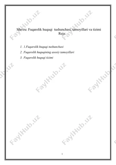 fuqarolik huquqi tushunchasi, tamoyillari va tizimi — DOCX