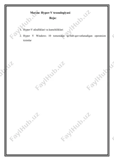 hyper-v texnalogiyasi — DOCX