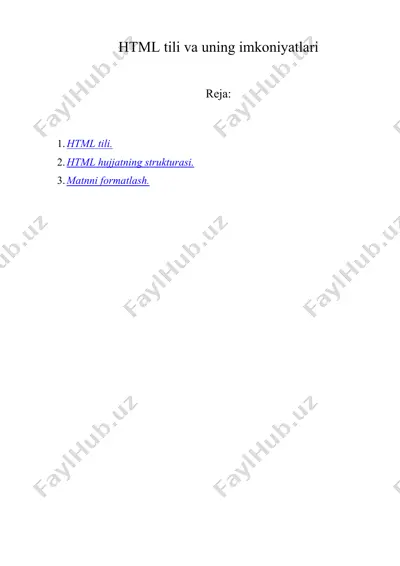 html tili va uning imkoniyatlari — DOCX