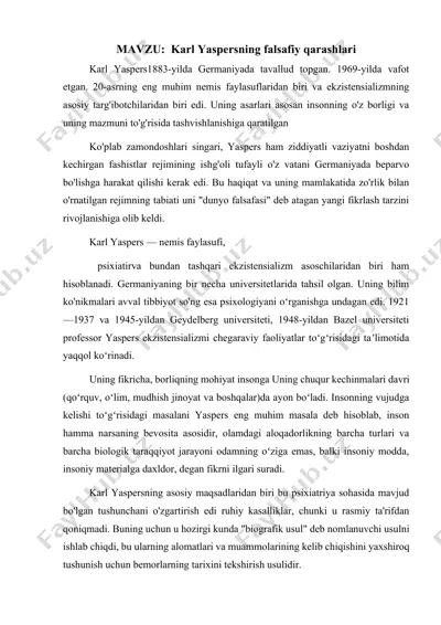 karl yaspersning falsafiy qarashlari — DOCX