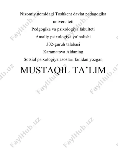 sotsial psixologiya — DOCX