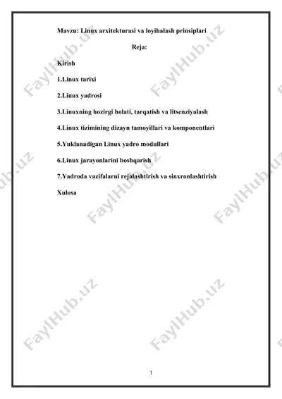 linux arxitekturasi va loyihalash prinsiplari — DOCX