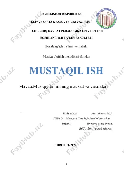 musiqa o`qitish metodikasi — DOCX