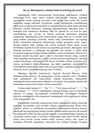 maktabgacha yoshdagi bolalarni maktabga tayyorlash — DOCX