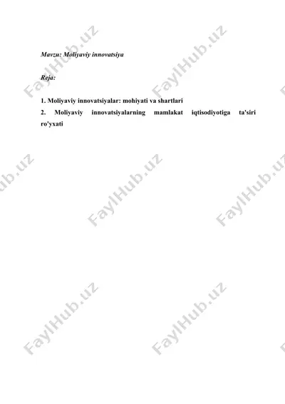 moliyaviy innovatsiyalar — DOCX