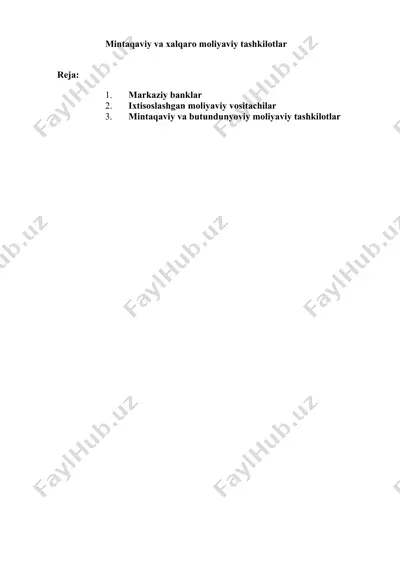 markaziy banklar — DOCX