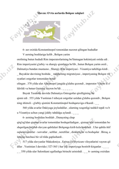 o‘rta asrlarda bolqon xalqlari — DOCX