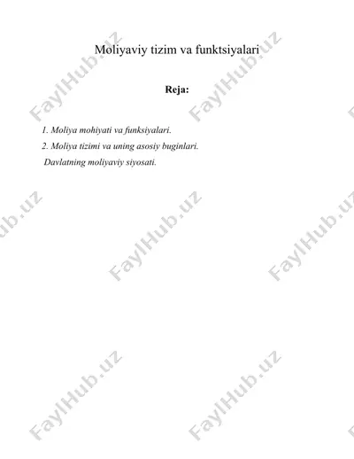 moliyaviy tizim va funktsiyalari — DOCX