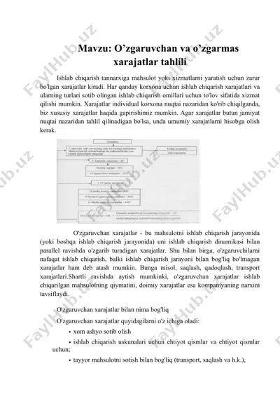 o’zgaruvchan va o’zgarmas xarajatlar tahlili — DOCX