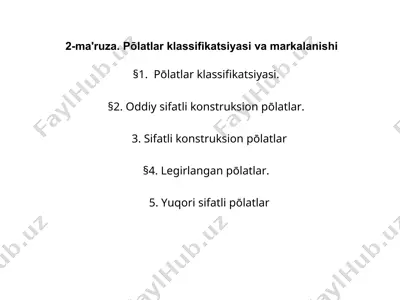 pōlatlar klassifikatsiyasi va markalanishi — DOCX