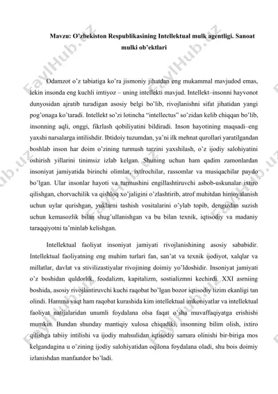 intellektual mulk agentligi — DOCX