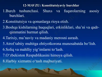 konstitutsiyaviy burchlar — PPT