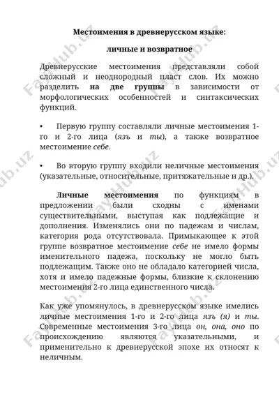 местоимения в древнерусском языке — DOCX
