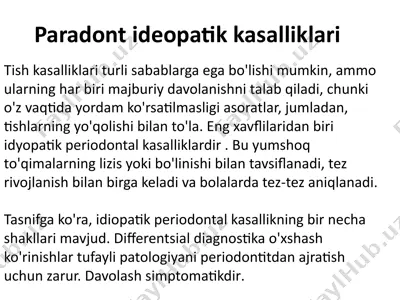 paradont ideopatik kasalliklari — PPTX