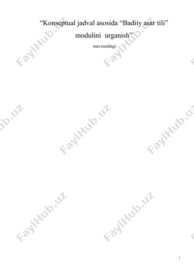 konseptual jadval asosida “badiiy asar tili” modulini o'rganish — DOCX