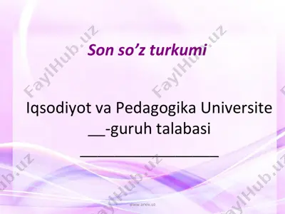 xalqaro ta'lim tizimida o‘zbekiston chet ellik o‘quvchilari uchun o‘quv dasturi — PPT