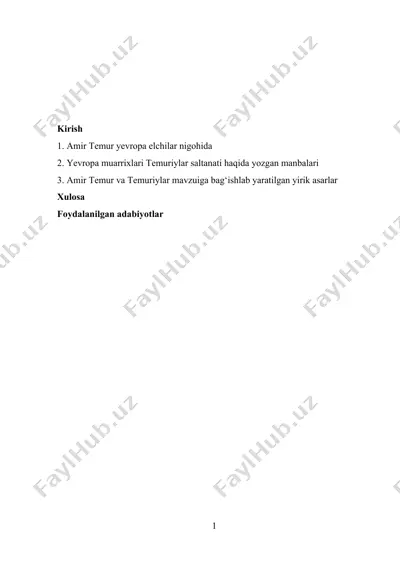 amir temur yevropa elchilar nigohida — DOCX
