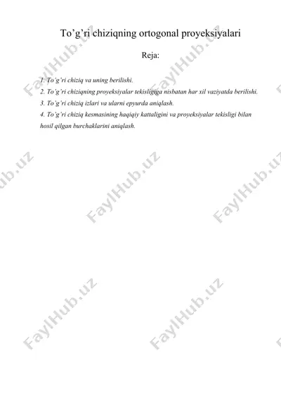 to’g’ri chiziqning ortogonal proyeksiyalari — DOC