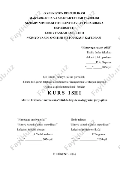 kimyo o‘qitish metodikasi — DOC