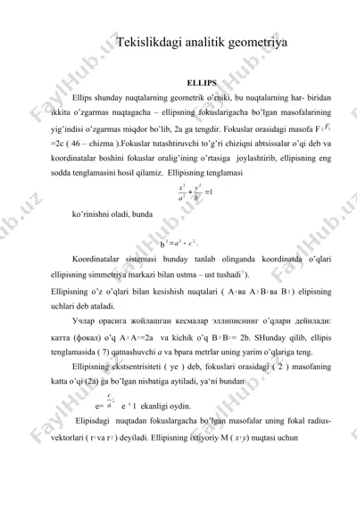 tekislikdagi analitik geometriya — DOC
