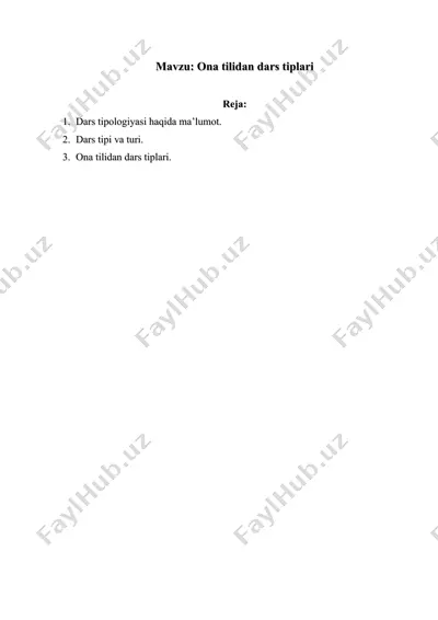 ona tilidan dars tiplari — DOCX