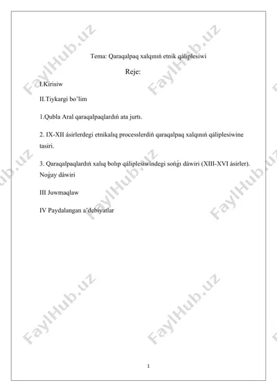 qaraqalpaq xalqınıń etnik qáliplesiwi — DOCX