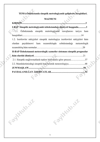 sinoptik metrologiya ózbekstanda — DOCX