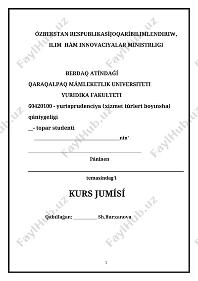qaraqalpaq mámlekétlik universiteti yuridika fakulteti kurs jumísi — DOCX