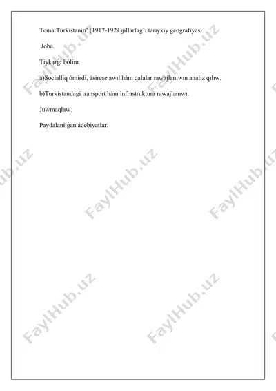 turkistanin’ (1917-1924) jillarfag’i tariyxiy geografiyasi — DOCX