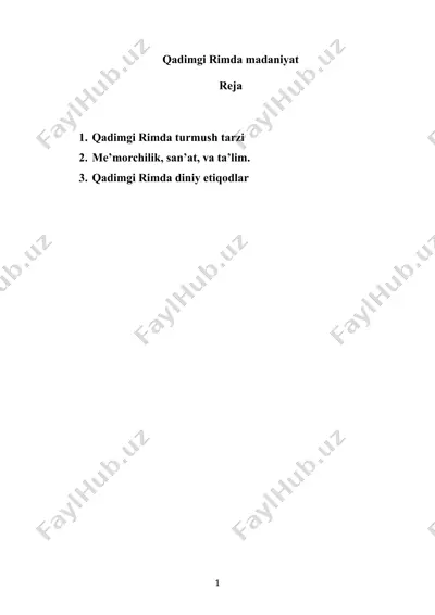 qadimgi rimda turmush tarzi — DOCX
