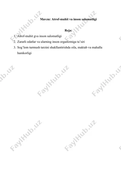 atrof-muhit va inson salomatligi — DOCX