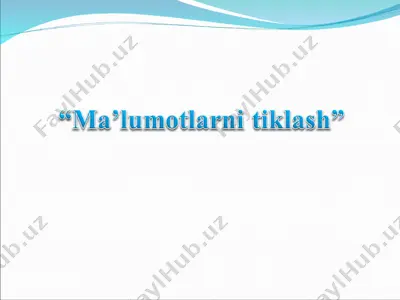 ma'lumotlarni tiklash — PPT