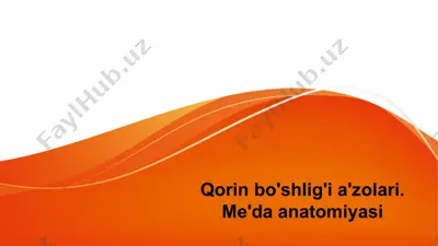 qorin bo'shlig'i a'zolari.me'da anatomiyasi — PPTX