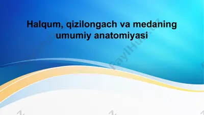 halqum, qizilonchak va medaning umumiy anatomiyasi — PPTX