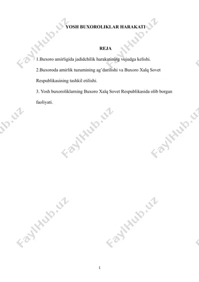 yosh buxoroliklar harakati — DOCX