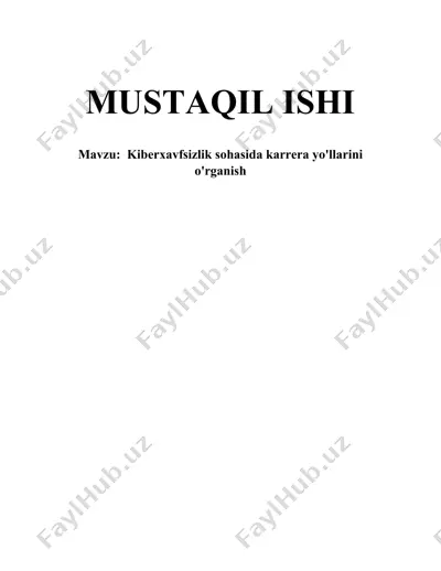 kiberxavfsizlik sohasida karrera yo'llarini o'rganish — DOCX