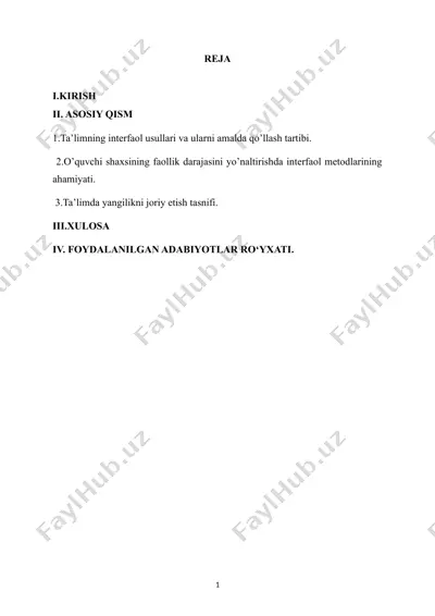 interfaol ta'lim usullari — DOCX