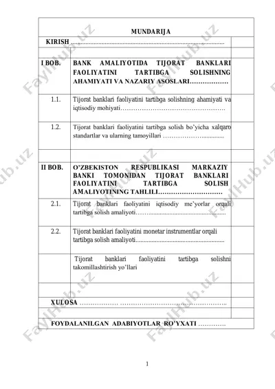 tijorat banklari faoliyatini tartibga solish — PDF