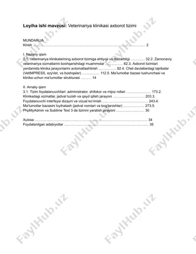 veterinariya klinikasi axborot tizimi — PDF