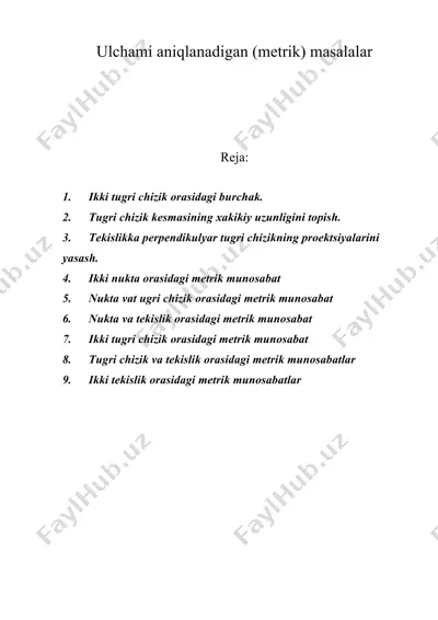 ulchami aniqlanadigan (metrik) masalalar — DOC