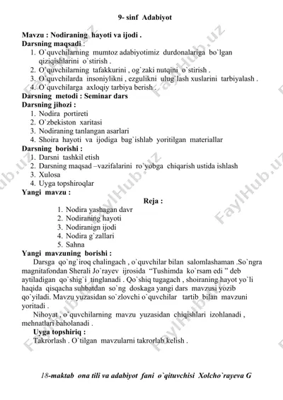 nodiraning hayoti va ijodi — DOC